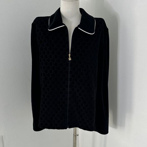 Vintage St.John Sport Embossed SJ Velvet Full Zip - Picture 1 of 5